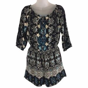 Rue21 Black and Blue Patterned Romper